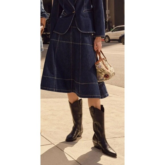 NEW WITH TAGS Sz 6 Madden NYC Western Boots Black Tall Embroidered Block Heel‎ - Picture 5 of 10